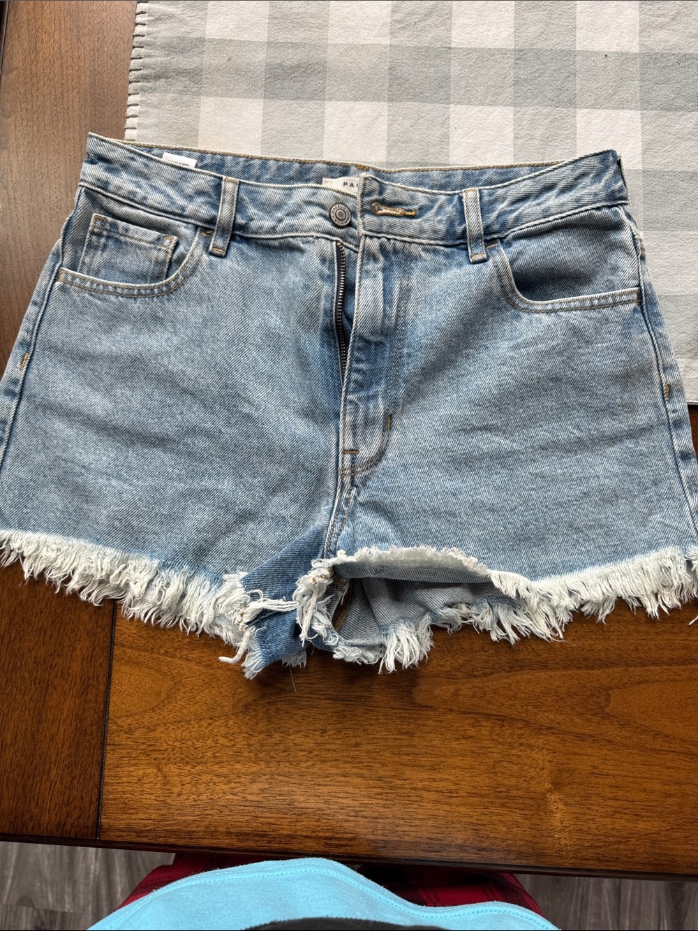 Light Blue Denim Frayed Hem Women's Shorts